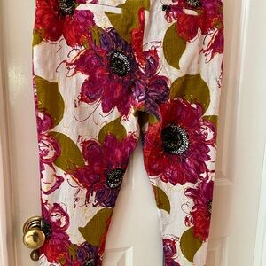 Trina Turk pants- size 14 - white with florals